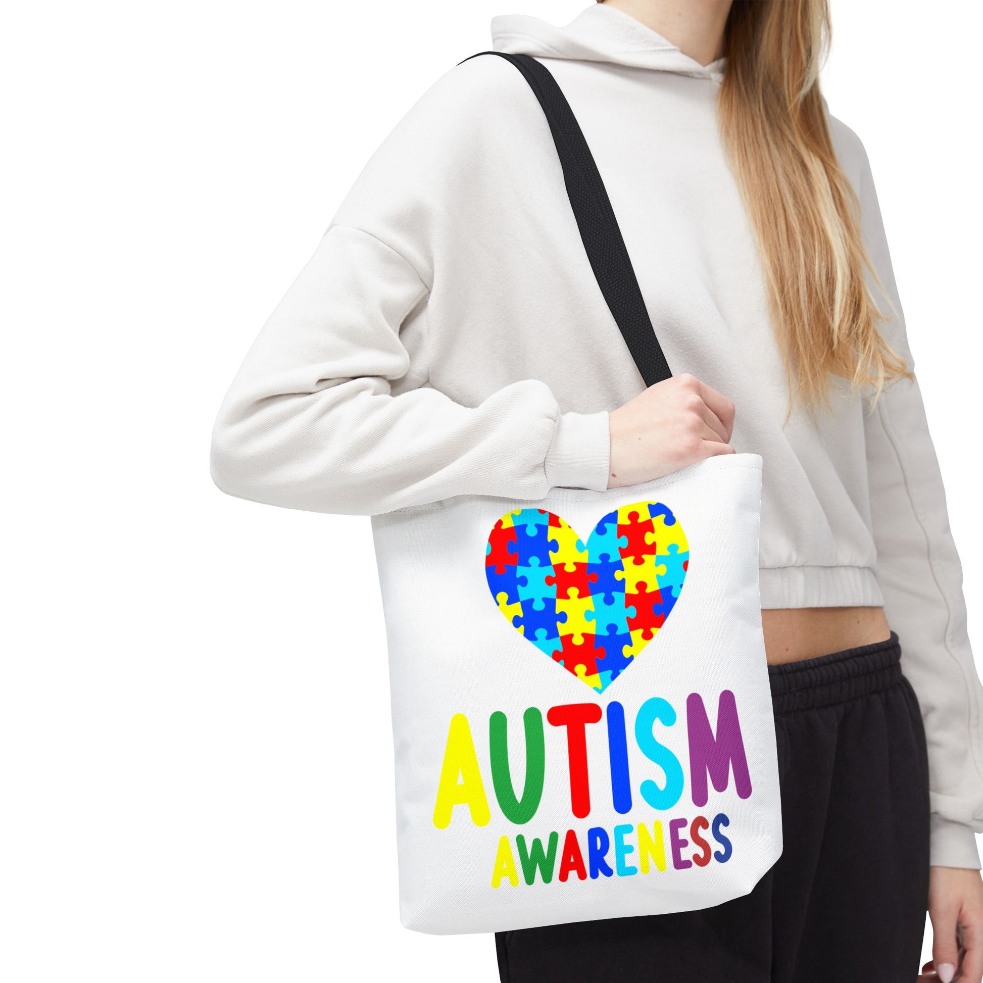 Autism Awareness Puzzle Heart Tote Bag, Autism Awareness, Love & Support, Eco-Friendly Shopping Bag, Gift for Friends & Family