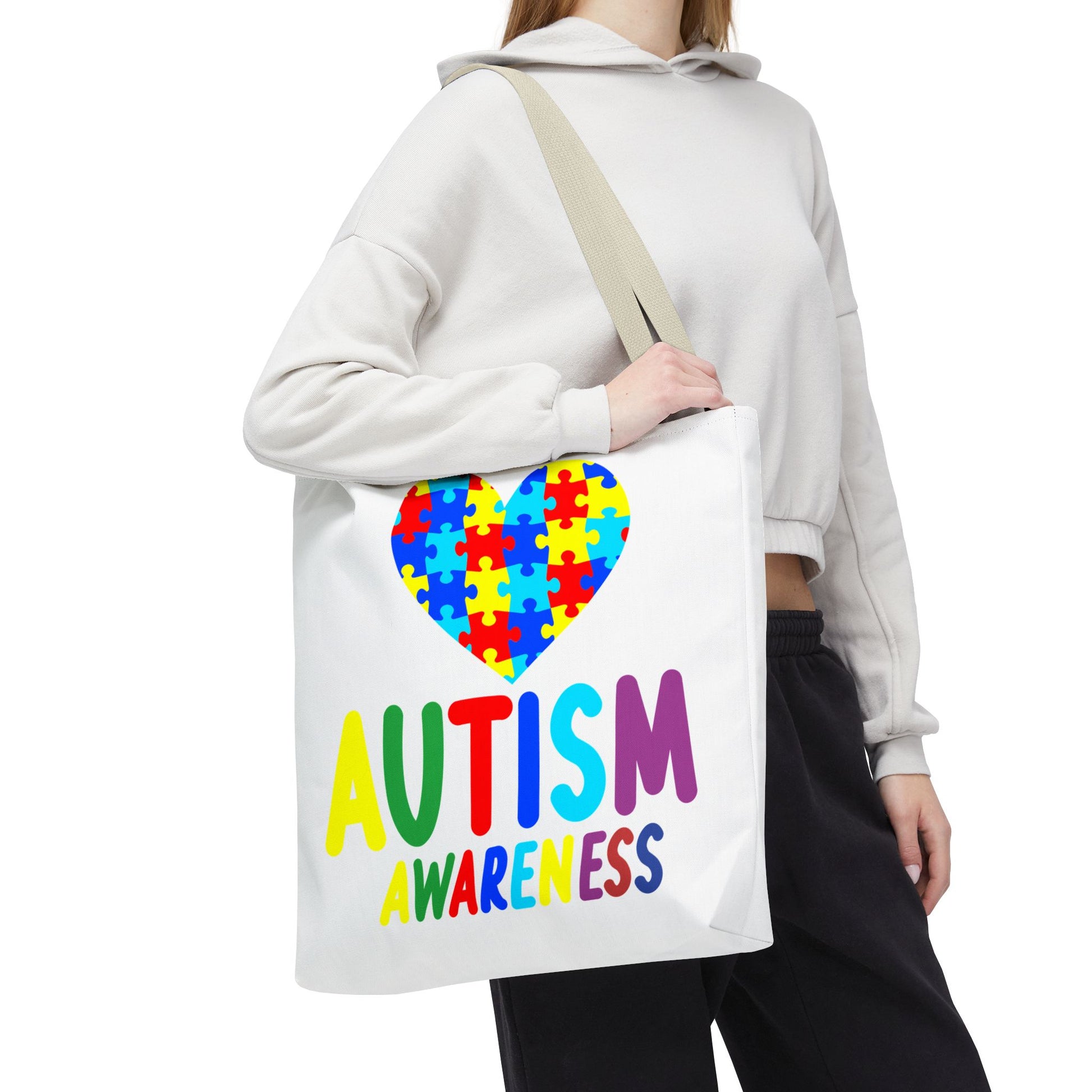 Autism Awareness Puzzle Heart Tote Bag, Autism Awareness, Love & Support, Eco-Friendly Shopping Bag, Gift for Friends & Family